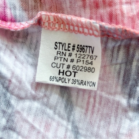 David Cline Hot Side Tie Crinkle T Shirt XXL Pink Striped - Picture 5 of 7
